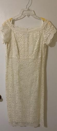Ivory lace tea length dress