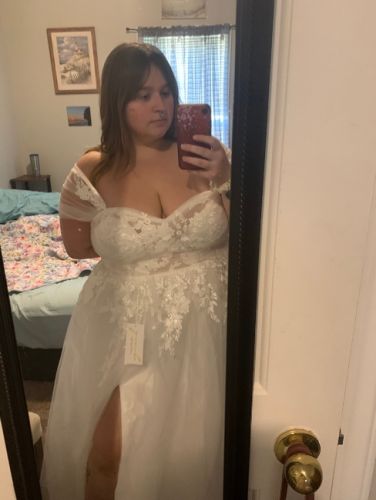 Plus size offshoulder wedding dress