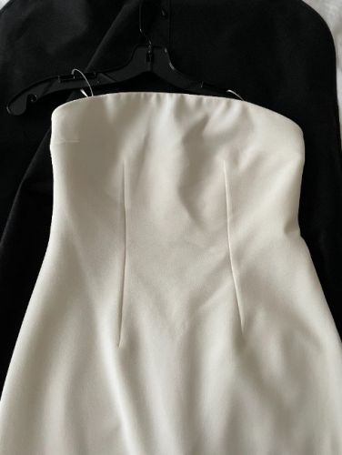 New strapless ivory crepe dress