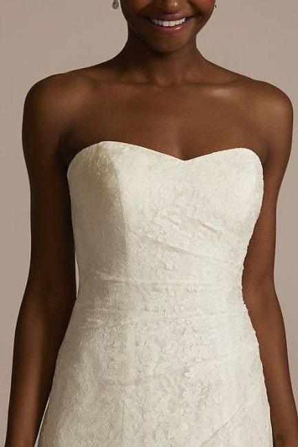 Ivory Size 6 Lace A-line Strapless