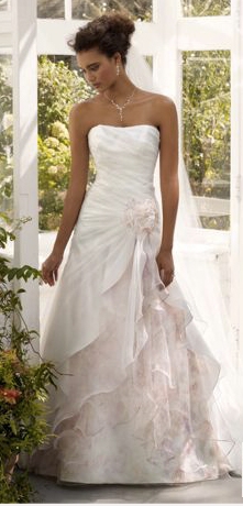 Organza Gown with Floral Inset