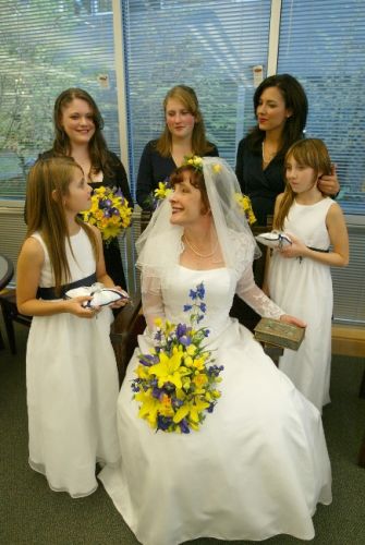 White satin wedding dress