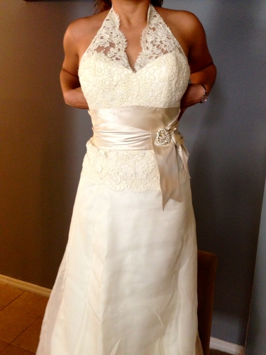 Gorgeous Satin &amp; Lace AMSALE Gown