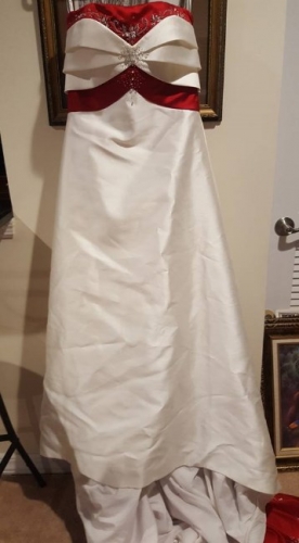 Wedding Dress with Red Trim 